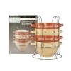 Set 4 Boluri Ceramica Gulas cu Suport Metalic Perfect Home, 750ml, 14cm, Bucatarie, Servire Ciorba, Tocanita, Design Rustic