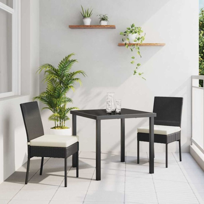 vidaXL Set de masă pentru grădină 3 pcs Negru Rattan poli 3379205