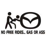 Sticker Auto No Free Rides Mazda, 16 x 8 cm, negru, Palmonix