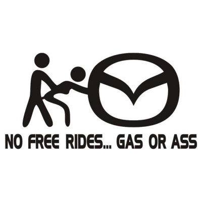 Sticker Auto No Free Rides Mazda, 16 x 8 cm, negru foto