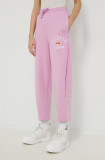 Ellesse pantaloni de trening femei, culoarea roz, cu imprimeu