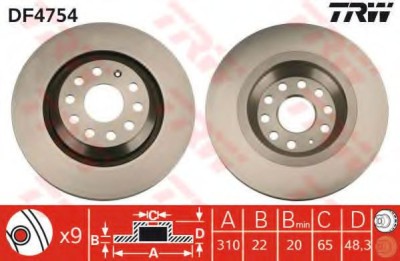 Disc frana VW PASSAT Variant (3C5) (2005 - 2011) TRW DF4754 foto