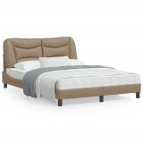 VidaXL Cadru de pat cu LED, cappuccino, 120x200 cm, piele ecologică