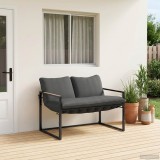 vidaXL Set de canapele pentru grădină Negru și antracit Oțel 42034816