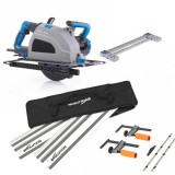 Cumpara ieftin Pachet fierastrau circular debitat metal Evolution S210CCS de 210 mm + disc pentru metal + adaptor + sine de ghidare ST2800-G2 2.8m