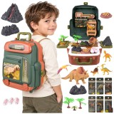 Set dinozauri &icirc;n ghiozdan cu vulcan, oua si 5 figurine