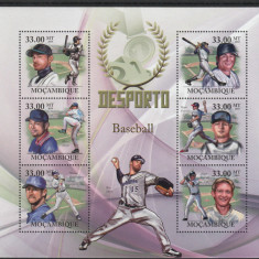 Mozambic 2010-Sport,Baseball,bloc 6 valori dantelate,MNH,Mi.3814-3819 KB