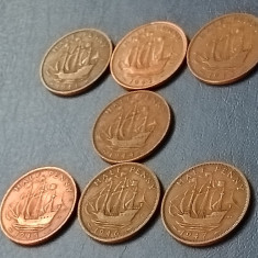 Lot 7 monede UK Half penny 1941 + 1942 + 1943 + 1944 + 1945 + 1946 + 1947 [poze]