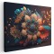 Tablou 3D flori frunze crem albastru galben 1659 Tablou canvas pe panza CU RAMA 60x90 cm