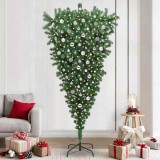 VidaXL Brad de Crăciun artificial pre-luminat cu globuri, cu design inversat 3396884