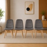 Set 4 scaune Bora pentru bucatarie si living, catifea gri inchis