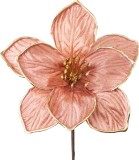 Floare decorativa magnolie roz MagicHome pentru aranjamente de Craciun, 19 cm