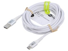 Cablu USB 2.0 Goobay USB A la USB C 3m alb 0,48Gbps silikon