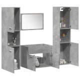 Set mobilier de baie, 4 piese, gri beton, lemn compozit