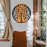 Decoratiune de perete, Zehre, lemn/metal, 56 x 58 cm, negru/maro, Enzo