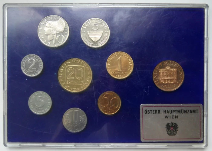Republica Austria - Set 8 monede proof 1984 + Medalie monetarie