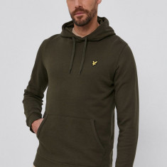 Lyle & Scott Hanorac de bumbac bărbați, culoarea verde, material neted