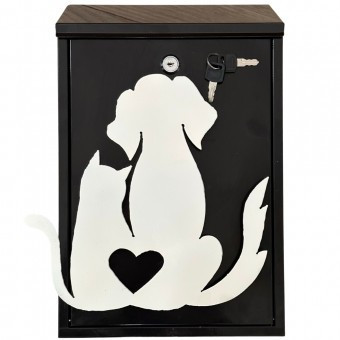 Cutie postala Vivatechnix Cat&amp;amp;Dog KRO-1240, otel, 400x250x100mm, Negru/Alb, 2 chei foto