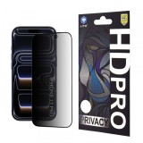 Folie de protectie Ecran Privacy Lito HD Pro pentru Apple iPhone 17 Pro, Sticla Securizata, Full Glue