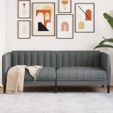 Canapea, 2 locuri, gri &icirc;nchis, material textil