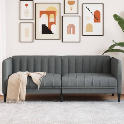 Canapea, 2 locuri, gri &amp;icirc;nchis, material textil foto