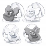 Set de 4 suzete pentru bebelusi 6-18 luni Tyry.Hu, silicon, gri/transparent, 5 x 5,5 cm