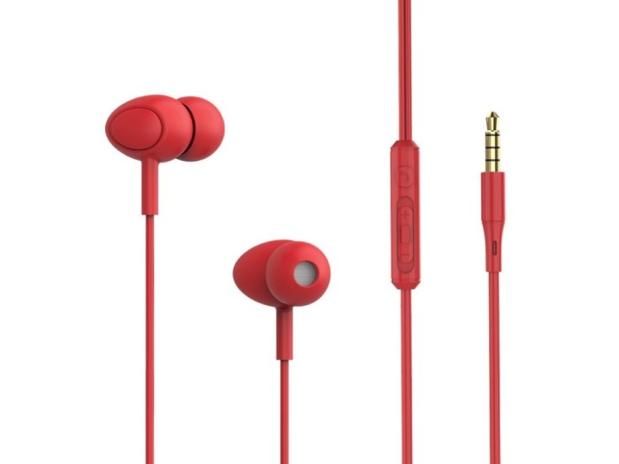 Casti in-ear cu fir Tellur Basic Gamma, microfon, rosu