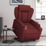 VidaXL Fotoliu rabatabil electric cu ridicare, roșu vin