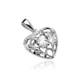 Pandantiv din argint 925 - inimă cu zirconiu &icirc;n formă de inimă și ornamente