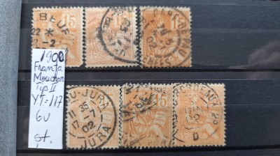 1900-1901 Franta Mouchon tipograf. Tip II Y.T117 6 val.-stamp. foto