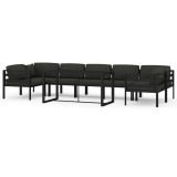 Set mobilier de gradina cu perne, 8 piese, antracit, aluminiu