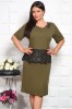 Rochie Peplum cu Broderie Fanis Olive - 52Marimea, Yves