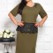 Rochie Peplum cu Broderie Fanis Olive - 52Marimea