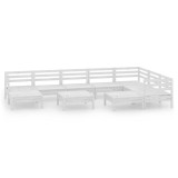 Cumpara ieftin Set mobilier de gradina, 10 piese, alb, lemn masiv de pin