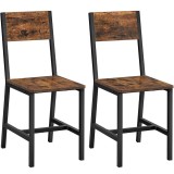 VASAGLE Set 2 scaune de living, cu spatar, stil industrial, 37x50x87 cm, maro rustic Household NewTrend