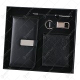 Set cadou pentru barbati, 4 piese &ndash; Agenda, portofel, breloc, pix, Negru