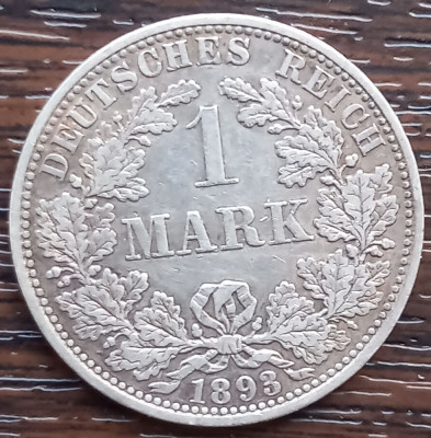 (A345) MONEDA DIN ARGINT GERMANIA - 1 MARK 1893, LIT. A, MAI RARA, TIRAJ MIC foto