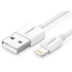 Cablu date UGREEN MFi tip Lightning, placat cu nichel, 2 m alb