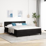 vidaXL Pat box spring cu saltea, negru, super king, catifea