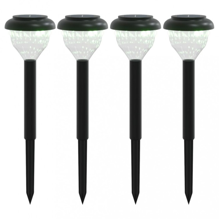 Lampi solare alei cu tarusi de pamant 4 buc., alb cald si RGB