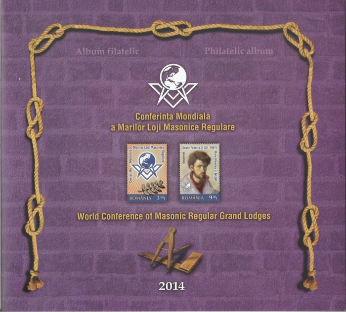 |Romania, LP 2022a/2014, Conf. mond. a Marilor Loji Masonice Reg., album filat.