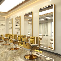 Consola de coafura consola de frizerie consola de cosmetica oglinda LED cu rama de aluminiu 170x70 STD foto