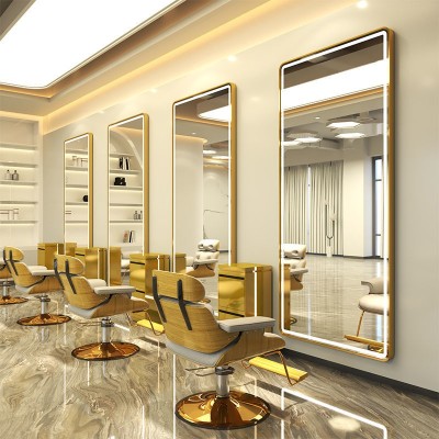 Consola de coafură consola de frizerie consola de cosmetică oglindă LED cu ramă de aluminiu 170x70 STD foto