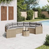 vidaXL Canapea de grădină cu masă/perne, semi-rotundă, bej, poliratan 3318519