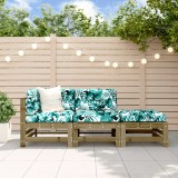 Gossi set mobilier de gradina cu perne, 3 piese, lemn de pin tratat