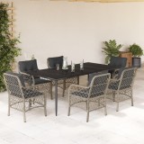 VidaXL Set mobilier de grădină cu perne, 7 piese gri deschis poliratan