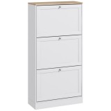 HOMCOM Dulap &Icirc;ngust pentru Pantofi cu 3 Sertare și Rafturi Reglabile pe 2 Niveluri, 60x23,5x115 cm, Negru | Aosom Romania