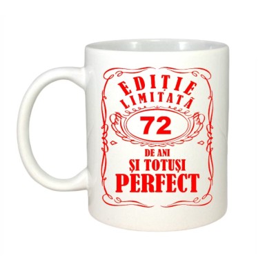 Cana alba personalizata, Editie Limitata 72 ani, INOVATIX&amp;reg;. 330ml foto