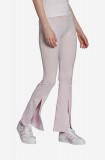 Adidas Originals pantaloni femei, culoarea violet, evazati, high waist HU1615-violet