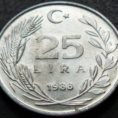 Moneda 25 LIRE - TURCIA, anul 1988 * cod 2789